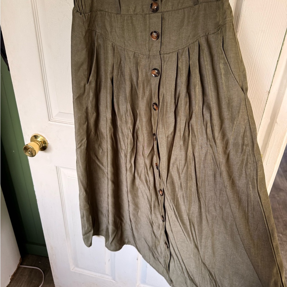 Olive Button-Down Women's Skirt
